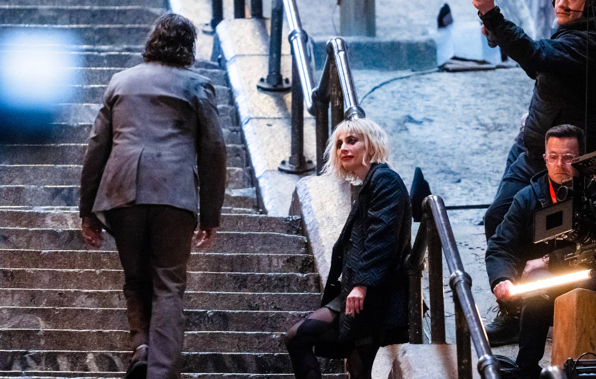 Joaquin Phoenix and Lady Gaga on the set of 'Joker 2' - CREDIT: Getty