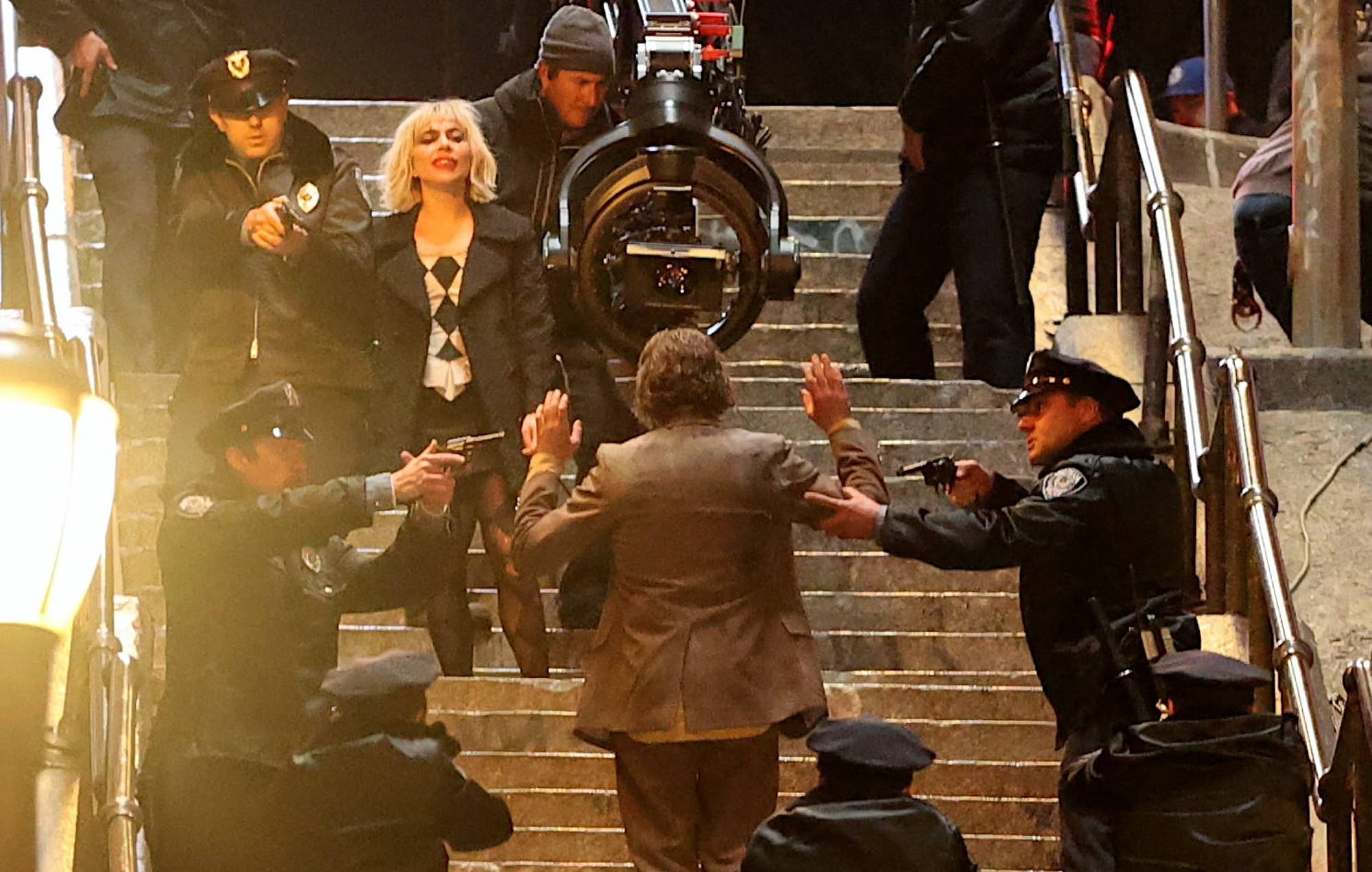 Joaquin Phoenix and Lady Gaga on the set of 'Joker 2' - CREDIT: Getty